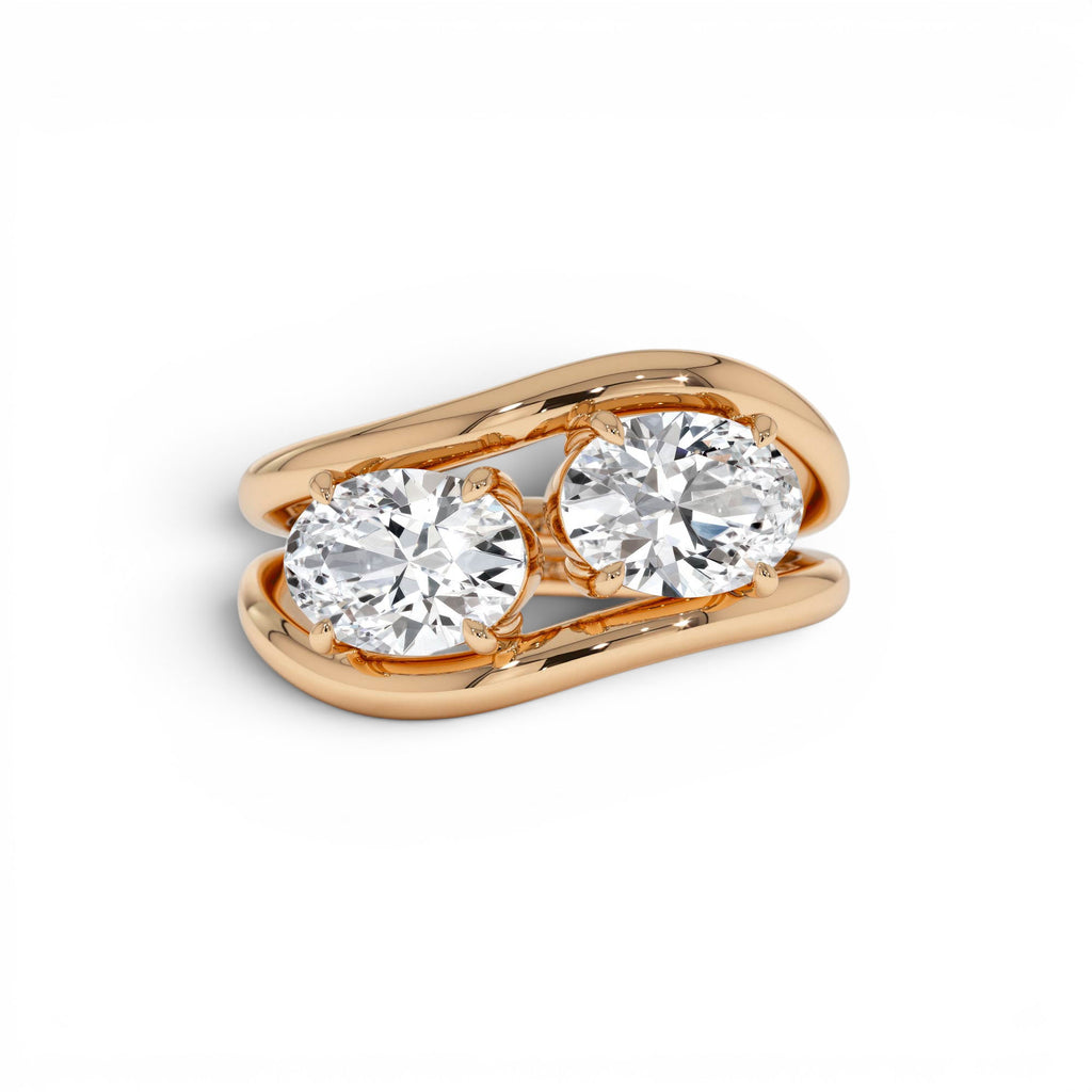 2.00 CTW Oval Shaped Lab-Grown Diamond Stacked Rings in 14K Gold — view 5