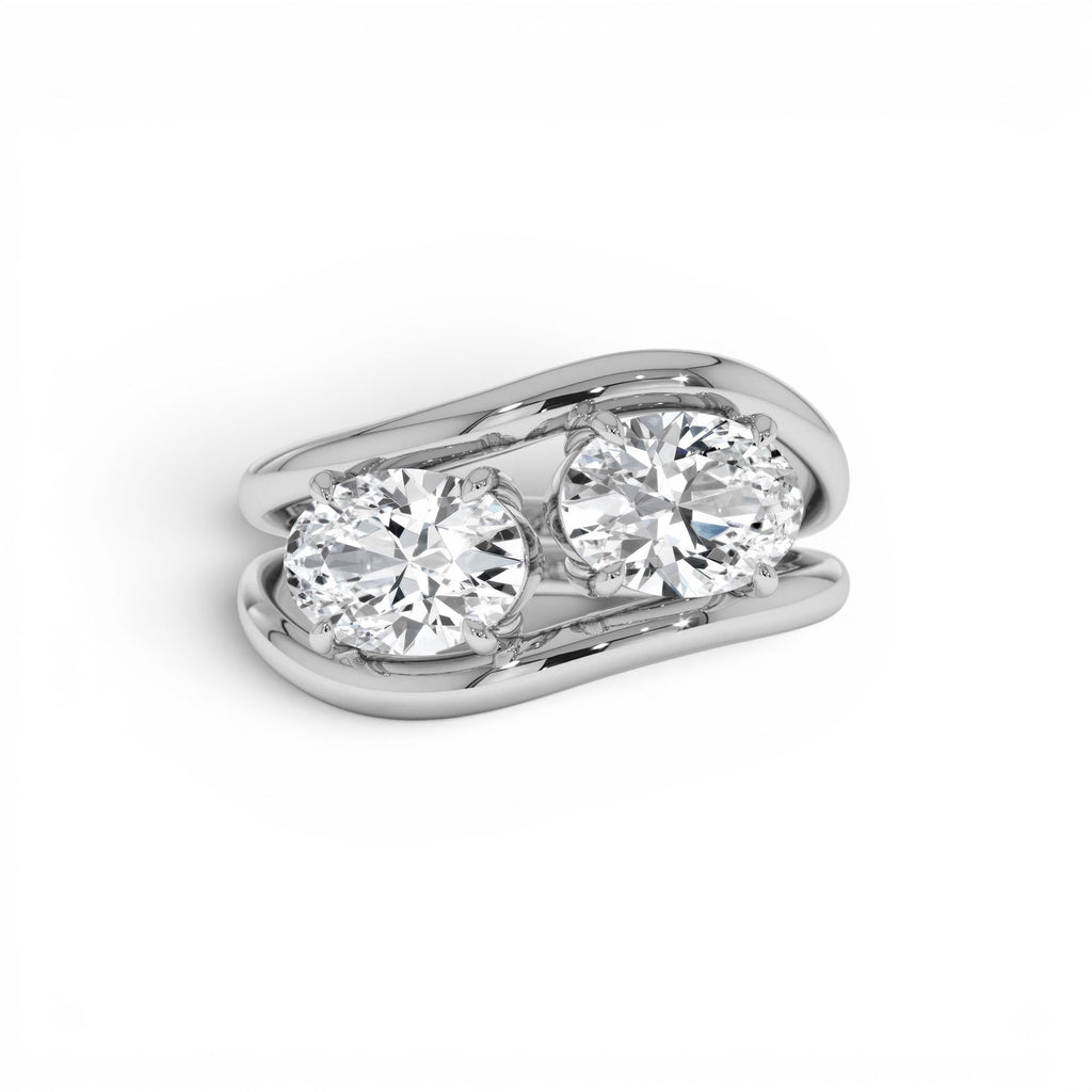 2.00 CTW Oval Shaped Lab-Grown Diamond Stacked Rings in 14K Gold — view 4