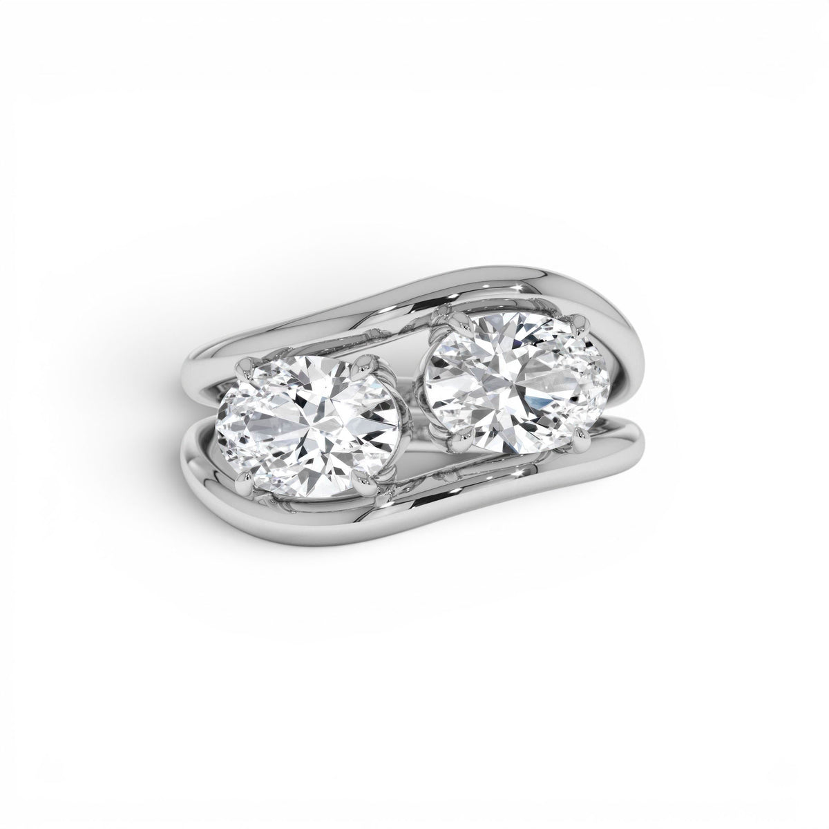 2.00 CTW Oval Shaped Lab-Grown Diamond Stacked Rings in 14K Gold — view 4