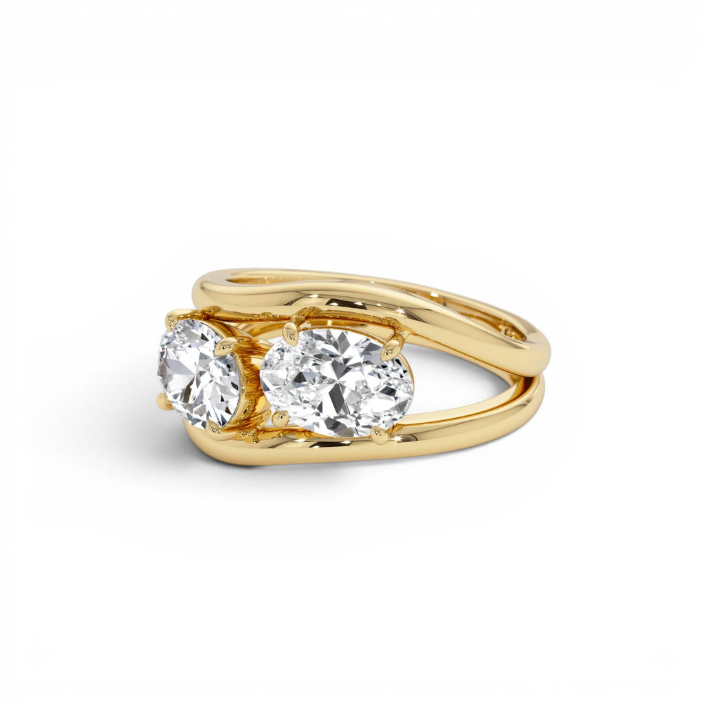 2.00 CTW Oval Shaped Lab-Grown Diamond Stacked Rings in 14K Gold — view 2