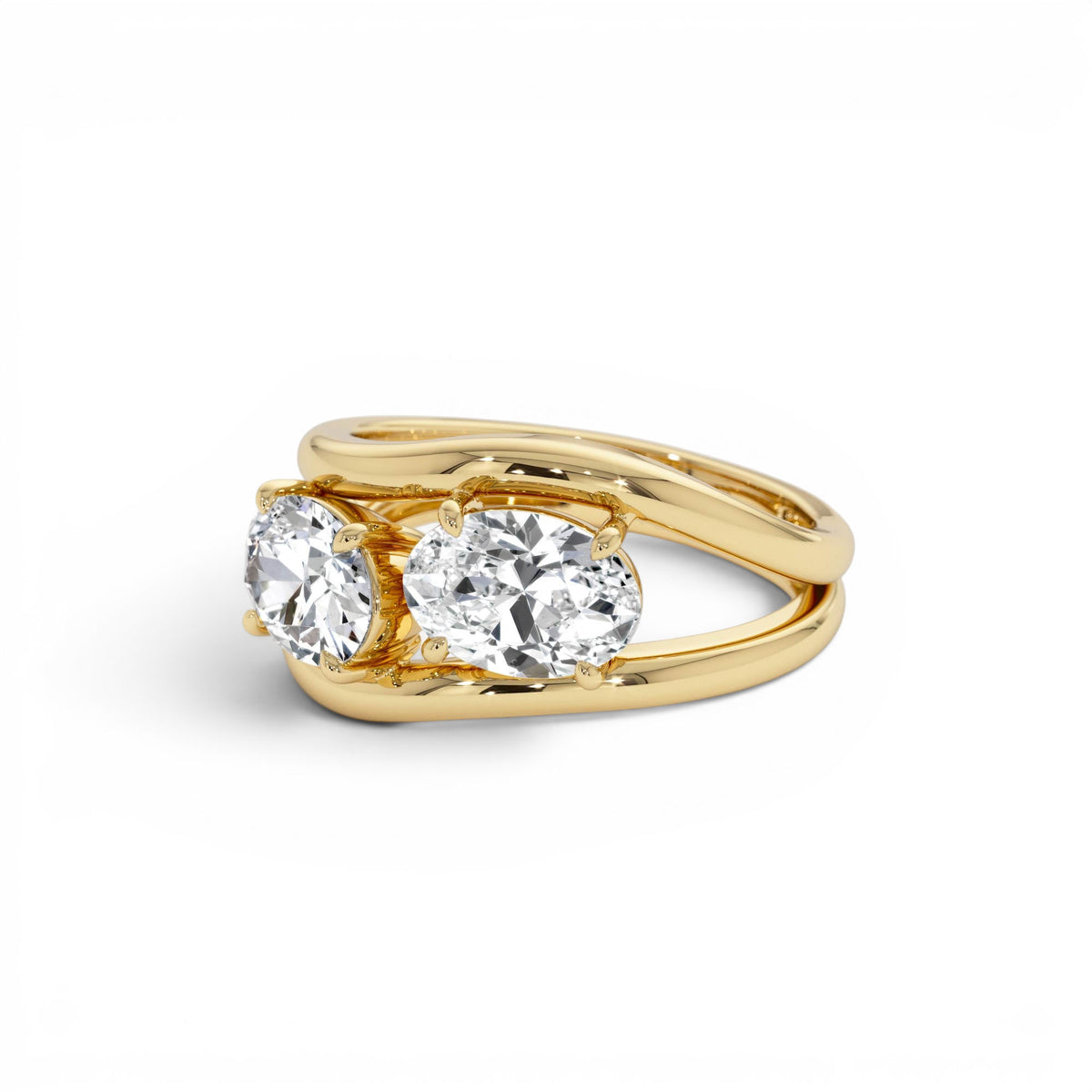 2.00 CTW Oval Shaped Lab-Grown Diamond Stacked Rings in 14K Gold — view 2