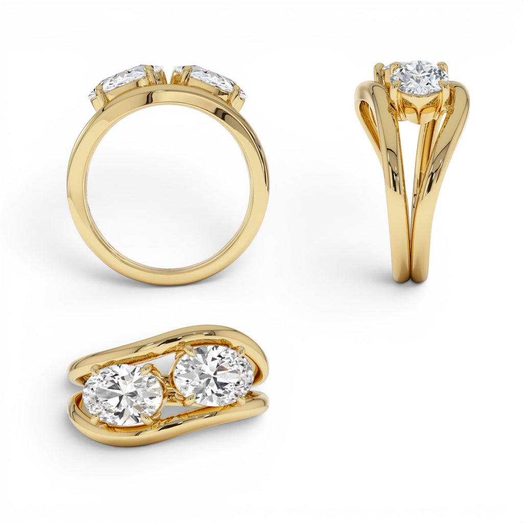 2.00 CTW Oval Shaped Lab-Grown Diamond Stacked Rings in 14K Gold — view 3