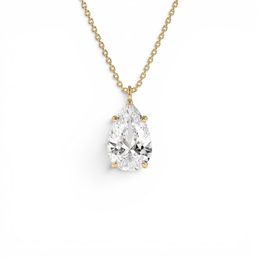 3.00 CTW Pear Shaped Lab-Grown Diamond Statement Pendant Necklace in 14K Gold — view 1