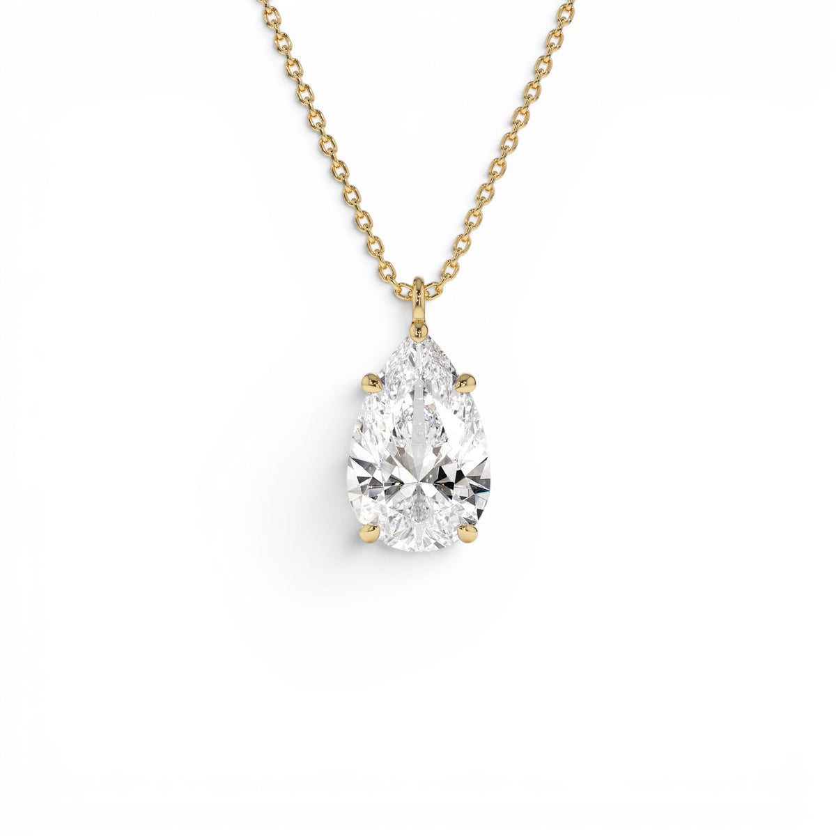 3.00 CTW Pear Shaped Lab-Grown Diamond Statement Pendant Necklace in 14K Gold — view 1