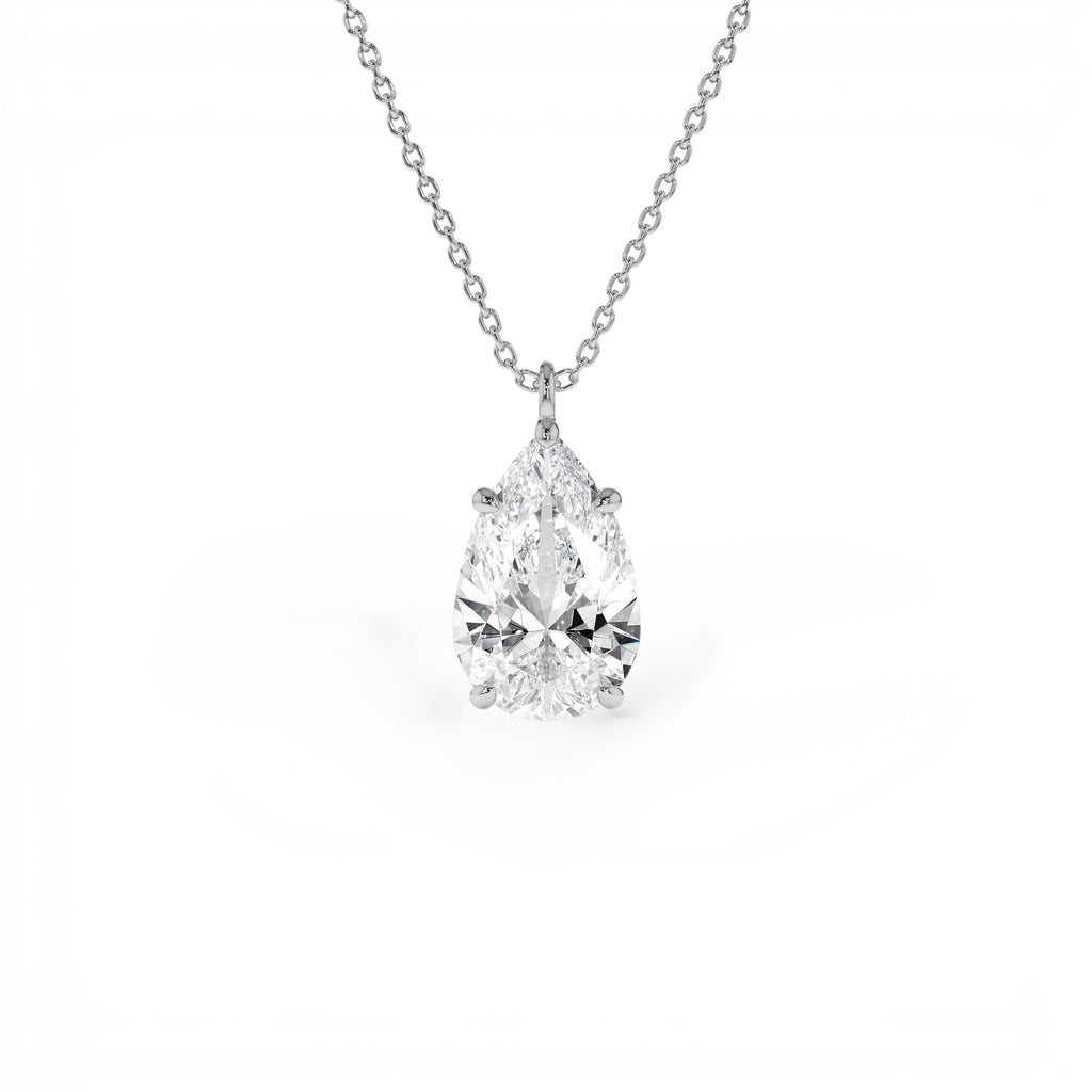 3.00 CTW Pear Shaped Lab-Grown Diamond Statement Pendant Necklace in 14K Gold — view 3