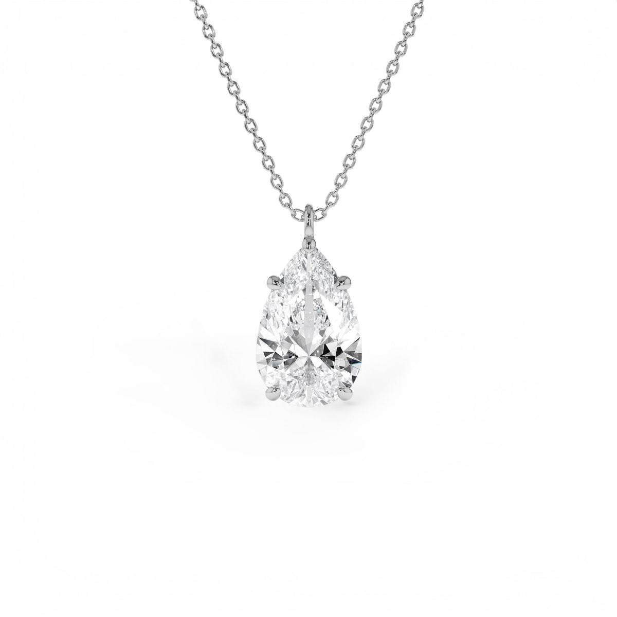 3.00 CTW Pear Shaped Lab-Grown Diamond Statement Pendant Necklace in 14K Gold — view 3