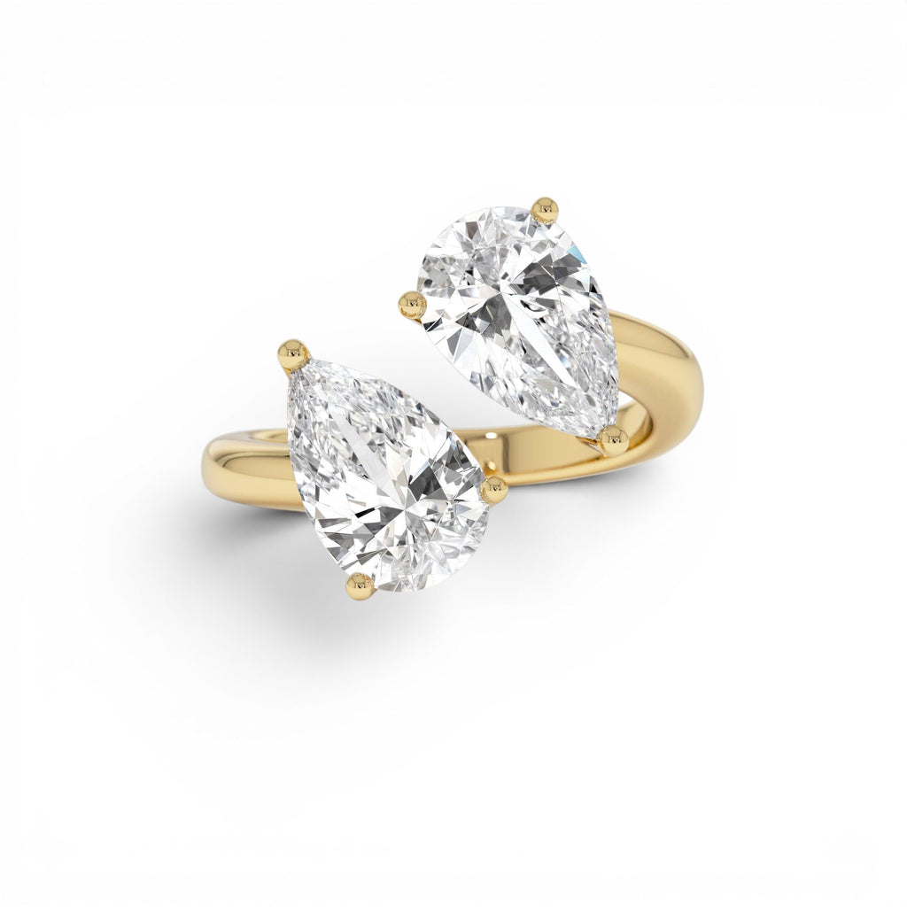 3.05ctw Pear Shaped Lab-Grown Diamond Toi et Moi Ring in 14K Gold — view 1