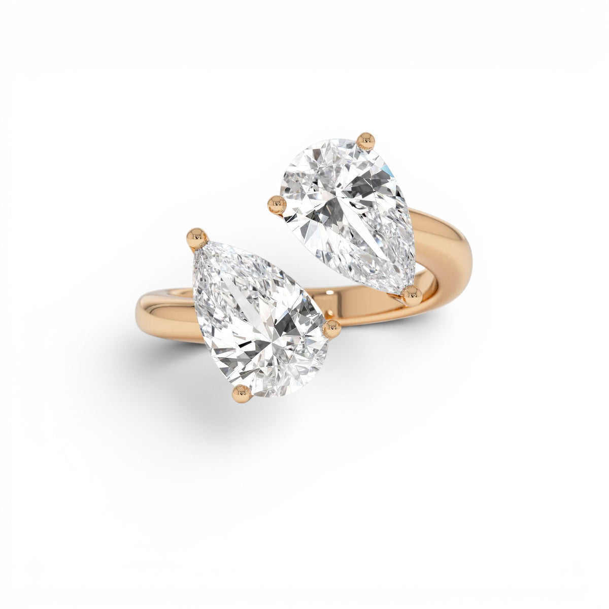 3.05ctw Pear Shaped Lab-Grown Diamond Toi et Moi Ring in 14K Gold — view 5