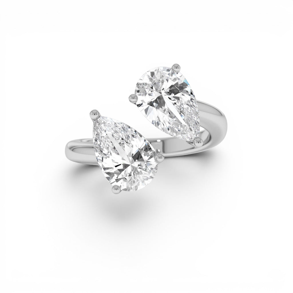 3.05ctw Pear Shaped Lab-Grown Diamond Toi et Moi Ring in 14K Gold — view 4