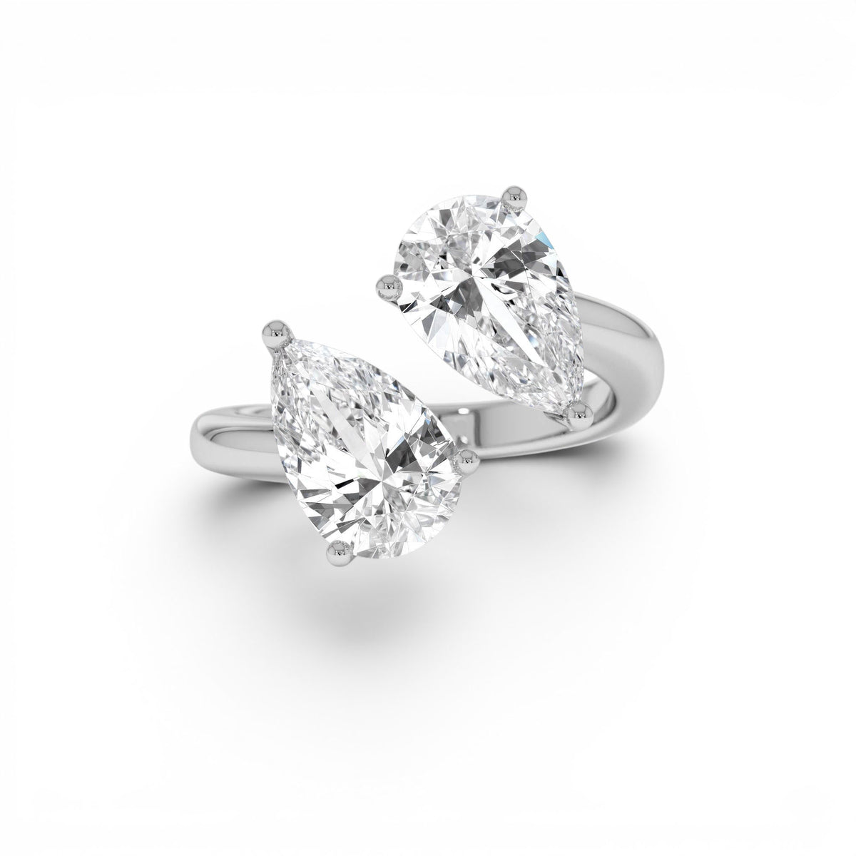 3.05ctw Pear Shaped Lab-Grown Diamond Toi et Moi Ring in 14K Gold — view 4