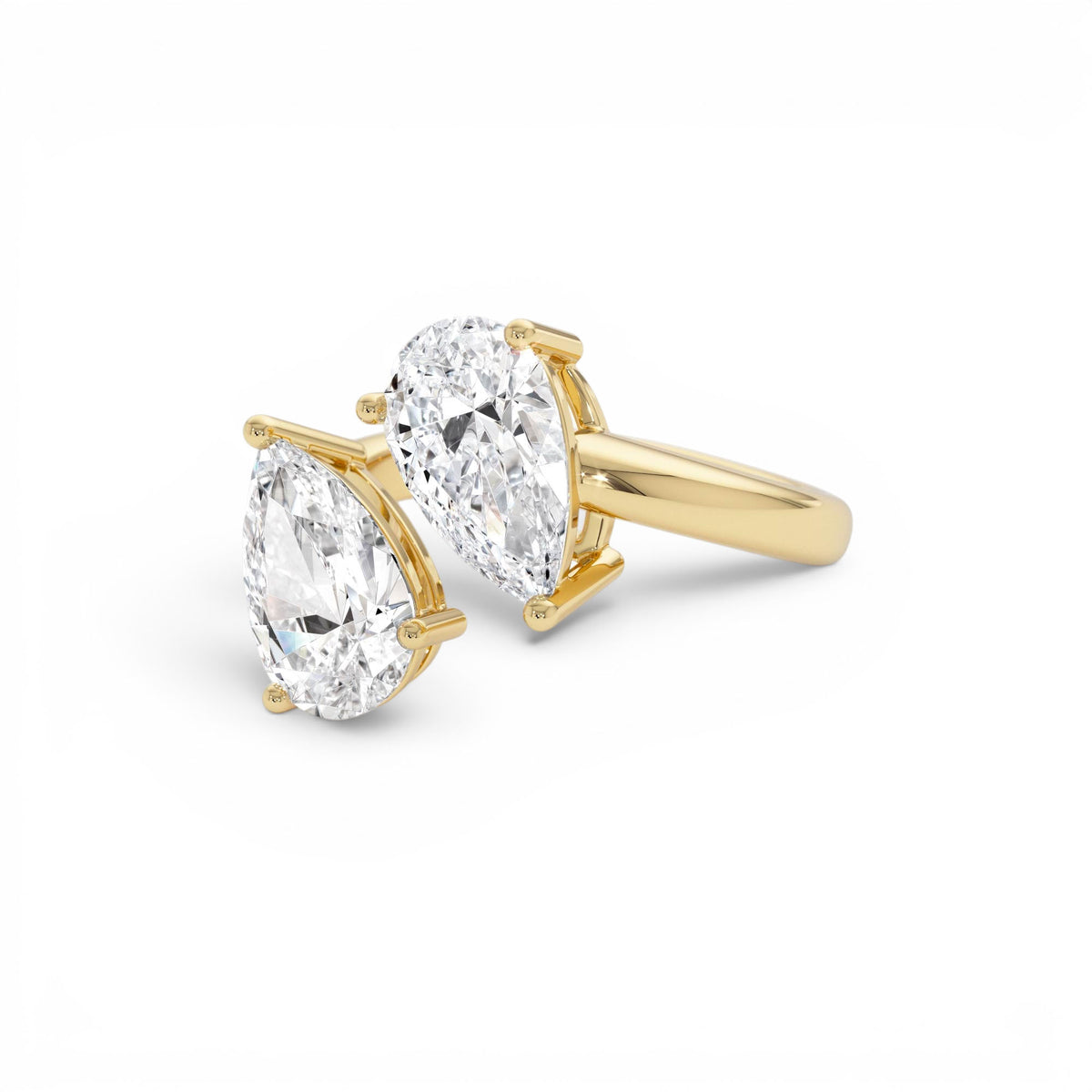 3.05ctw Pear Shaped Lab-Grown Diamond Toi et Moi Ring in 14K Gold — view 2