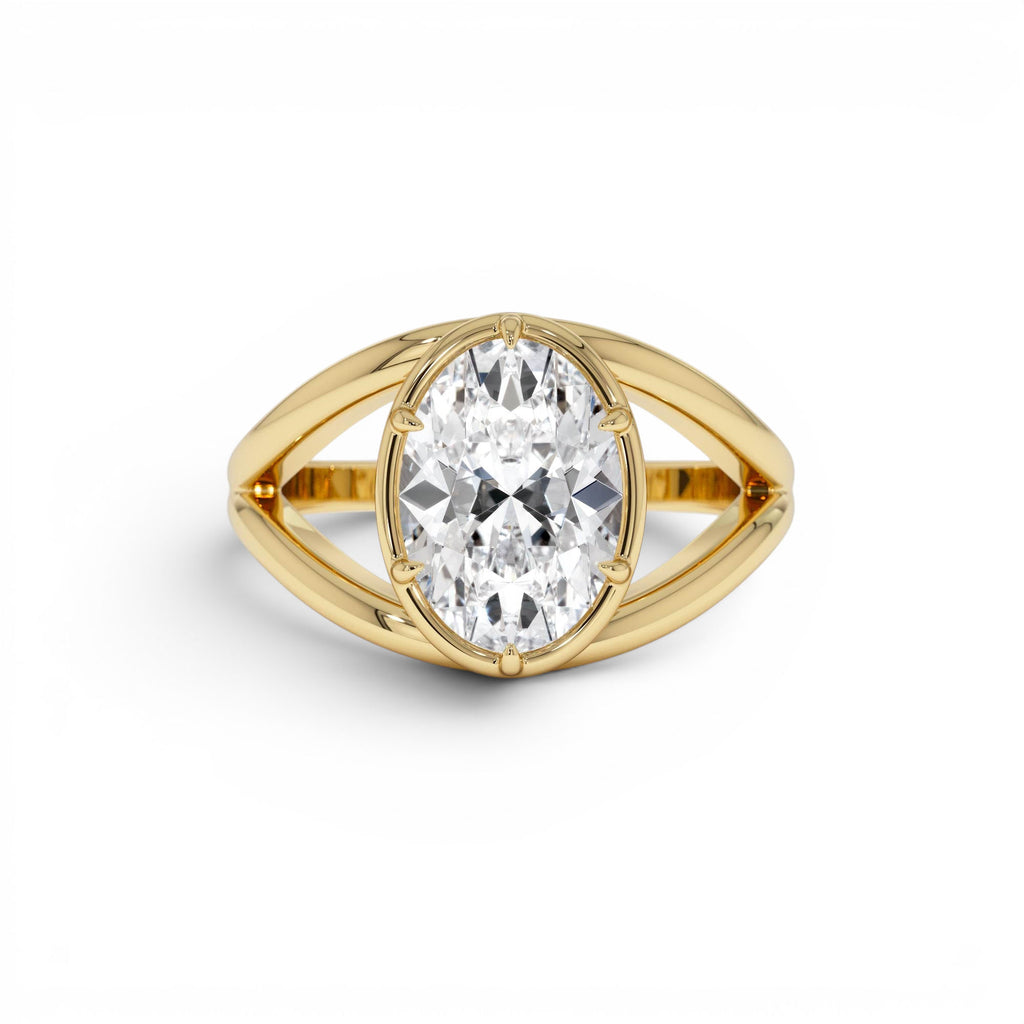 2.00ctw Oval Shaped Split Shank Lab-Grown Diamond Engagement Ring in 14K Gold — view 1