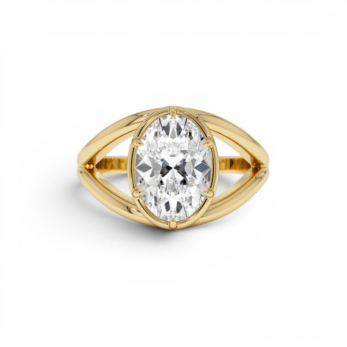 2.00ctw Oval Shaped Split Shank Lab-Grown Diamond Engagement Ring in 14K Gold — view 1