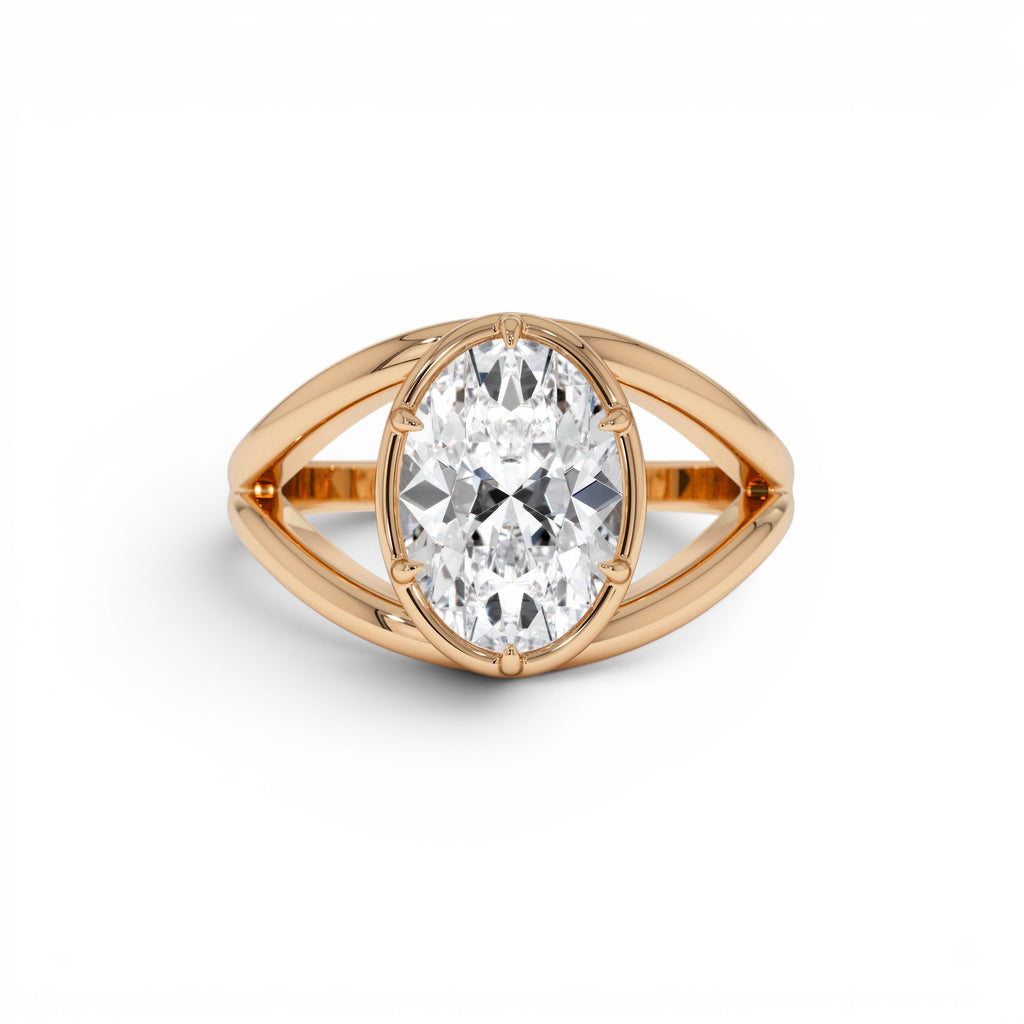 2.00ctw Oval Shaped Split Shank Lab-Grown Diamond Engagement Ring in 14K Gold — view 5