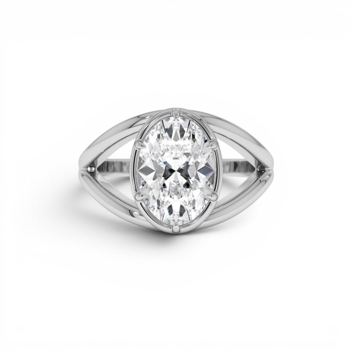 2.00ctw Oval Shaped Split Shank Lab-Grown Diamond Engagement Ring in 14K Gold — view 4