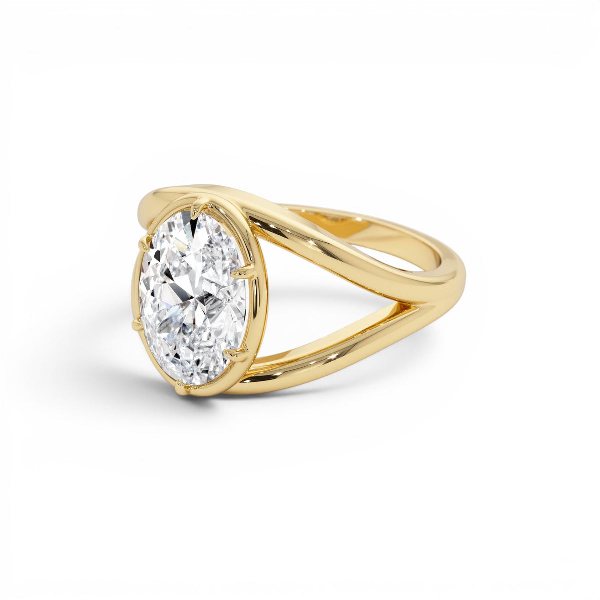 2.00ctw Oval Shaped Split Shank Lab-Grown Diamond Engagement Ring in 14K Gold — view 2