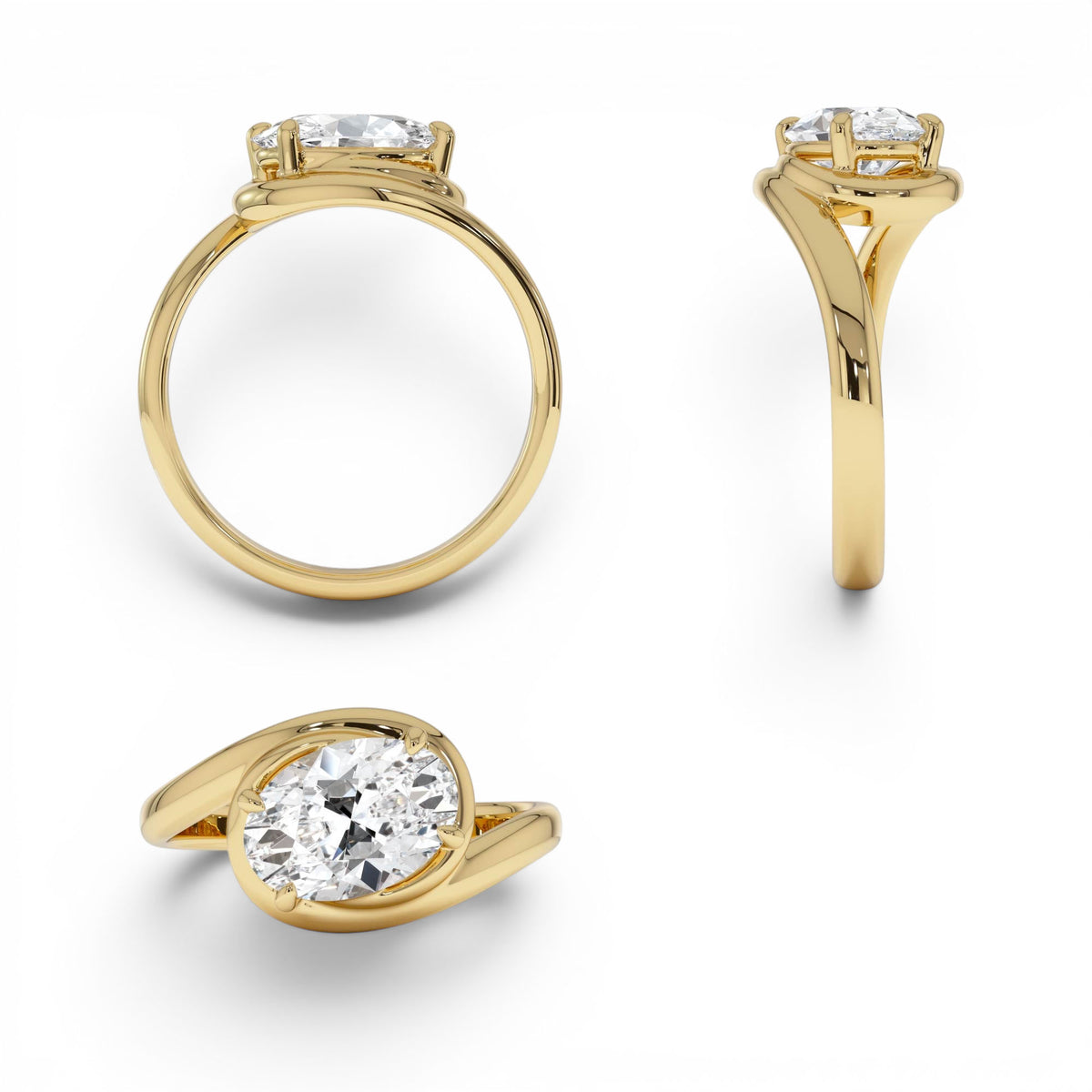 1.50ctw Oval Shaped LabGrown Diamond Bypass Engagement Ring in 14K Gold — view 3