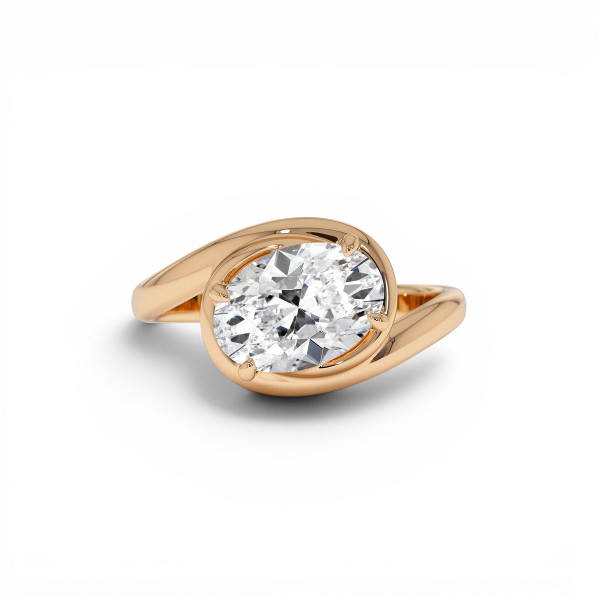 1.50ctw Oval Shaped LabGrown Diamond Bypass Engagement Ring in 14K Gold — view 5