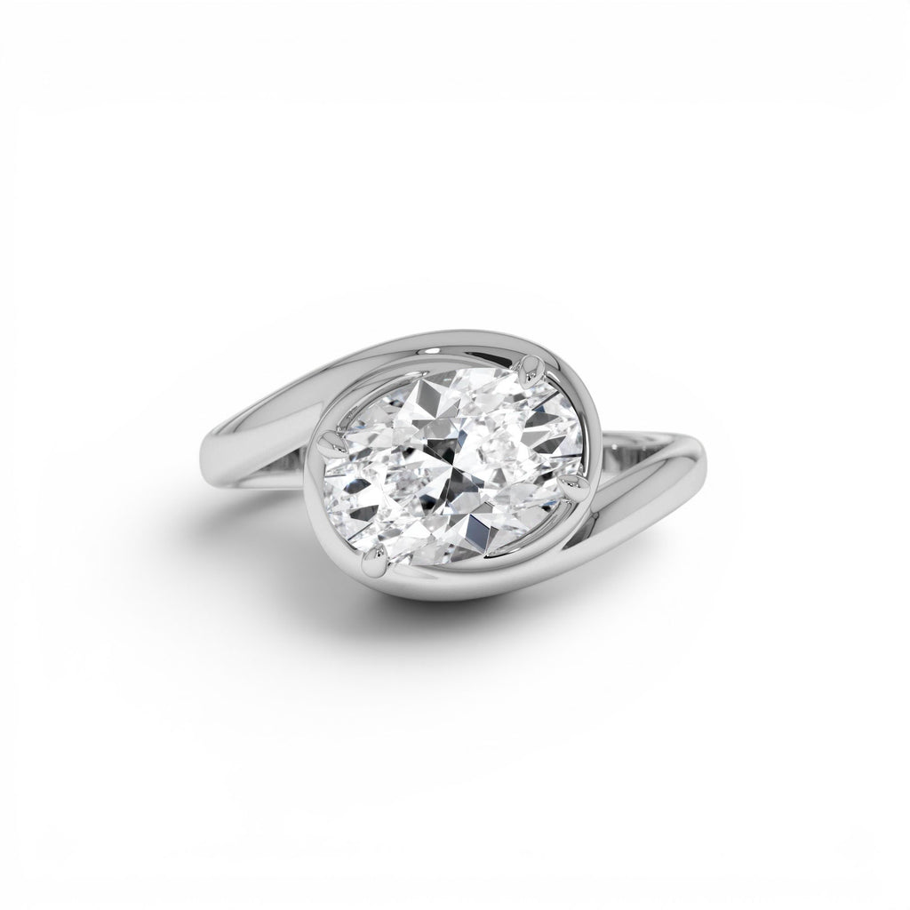 1.50ctw Oval Shaped LabGrown Diamond Bypass Engagement Ring in 14K Gold — view 4