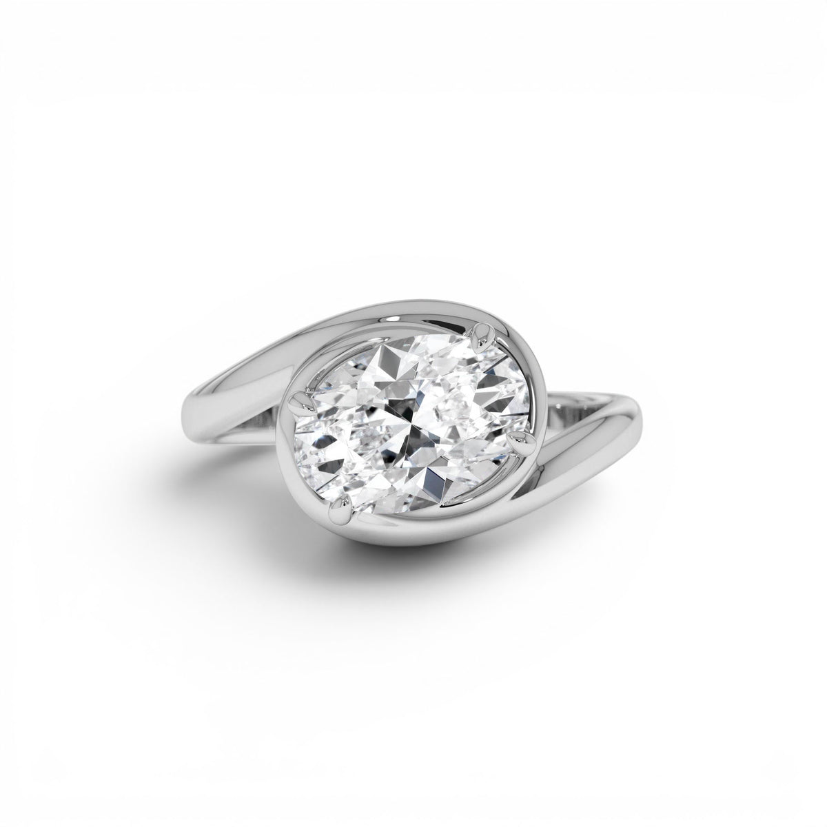 1.50ctw Oval Shaped LabGrown Diamond Bypass Engagement Ring in 14K Gold — view 4