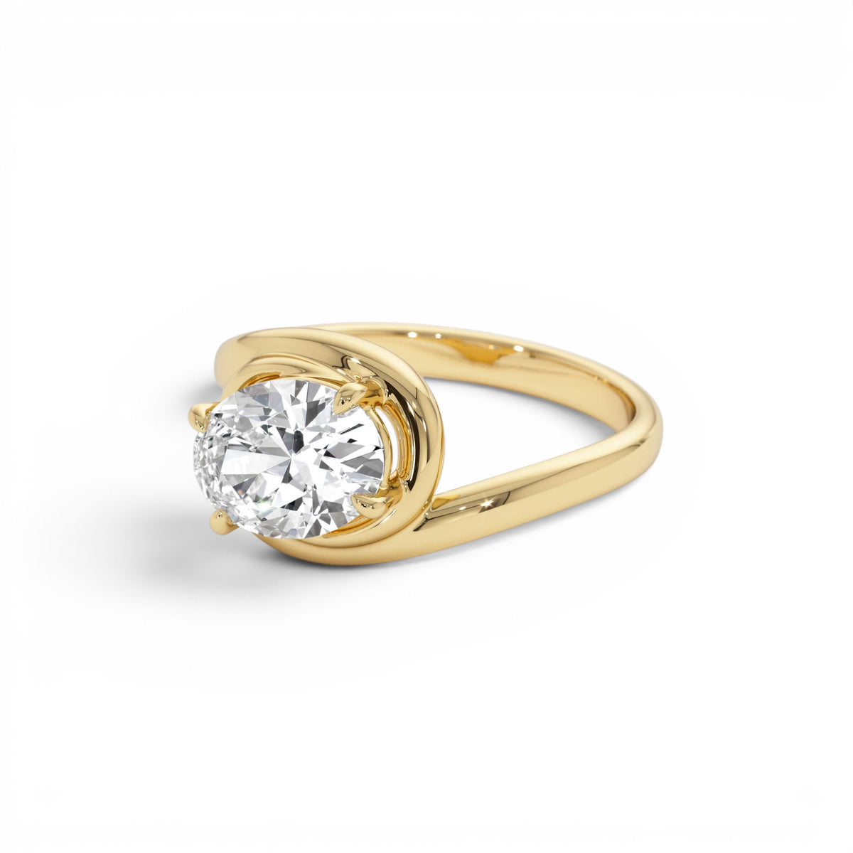 1.50ctw Oval Shaped LabGrown Diamond Bypass Engagement Ring in 14K Gold — view 2