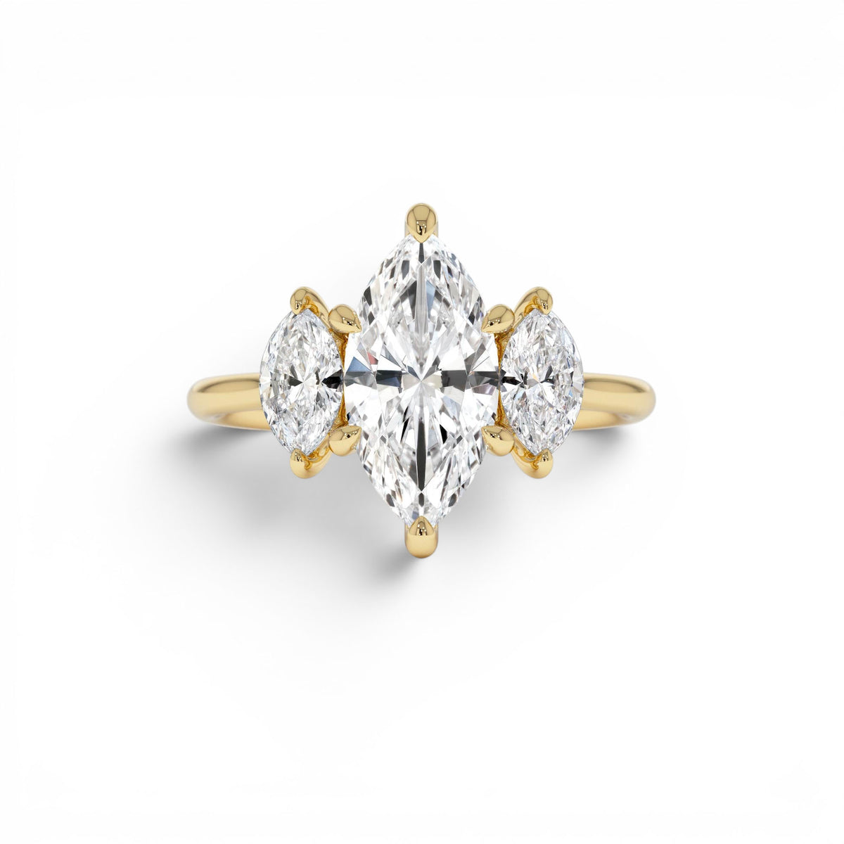 2.00ctw Marquise Shaped Three Stone Lab-Grown Diamond Engagement Ring in 14K Gold — view 1
