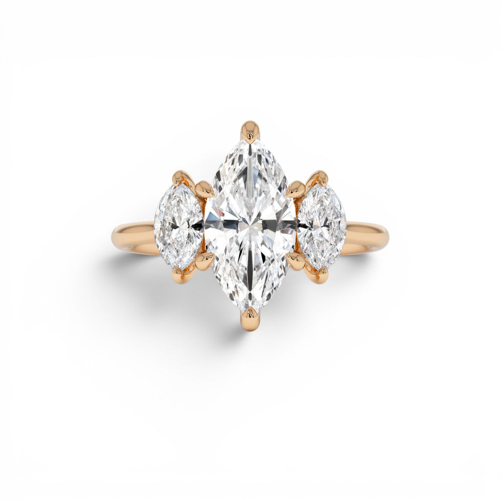 2.00ctw Marquise Shaped Three Stone Lab-Grown Diamond Engagement Ring in 14K Gold — view 5