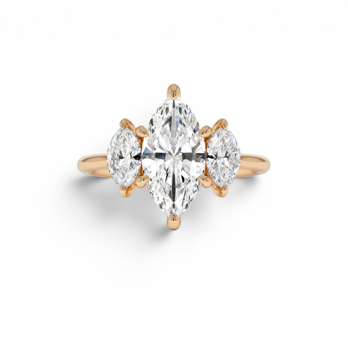 2.00ctw Marquise Shaped Three Stone Lab-Grown Diamond Engagement Ring in 14K Gold — view 5