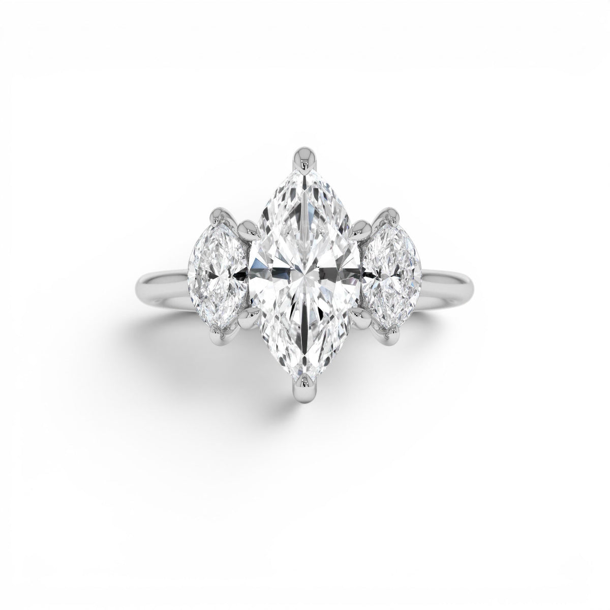 2.00ctw Marquise Shaped Three Stone Lab-Grown Diamond Engagement Ring in 14K Gold — view 4