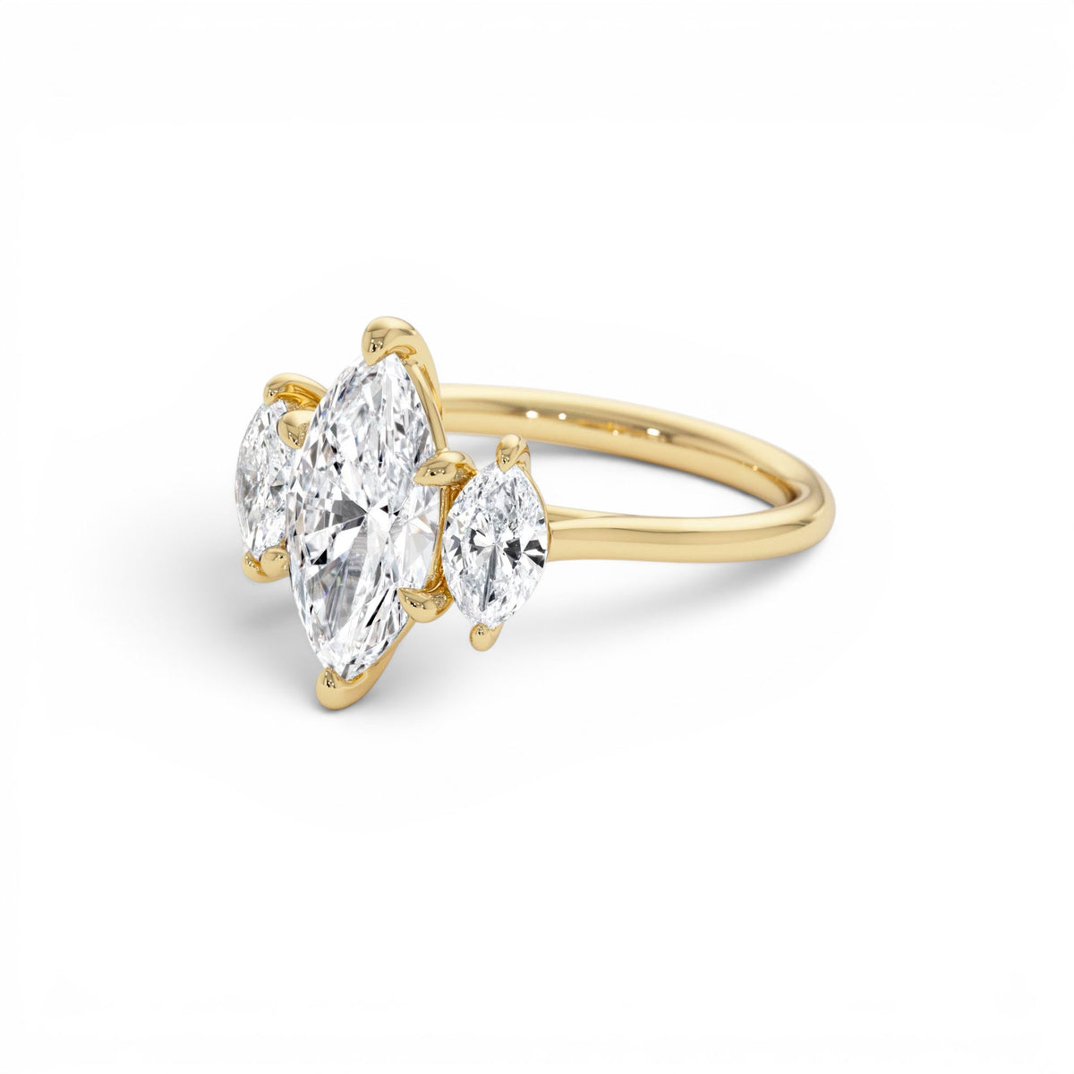 2.00ctw Marquise Shaped Three Stone Lab-Grown Diamond Engagement Ring in 14K Gold — view 2
