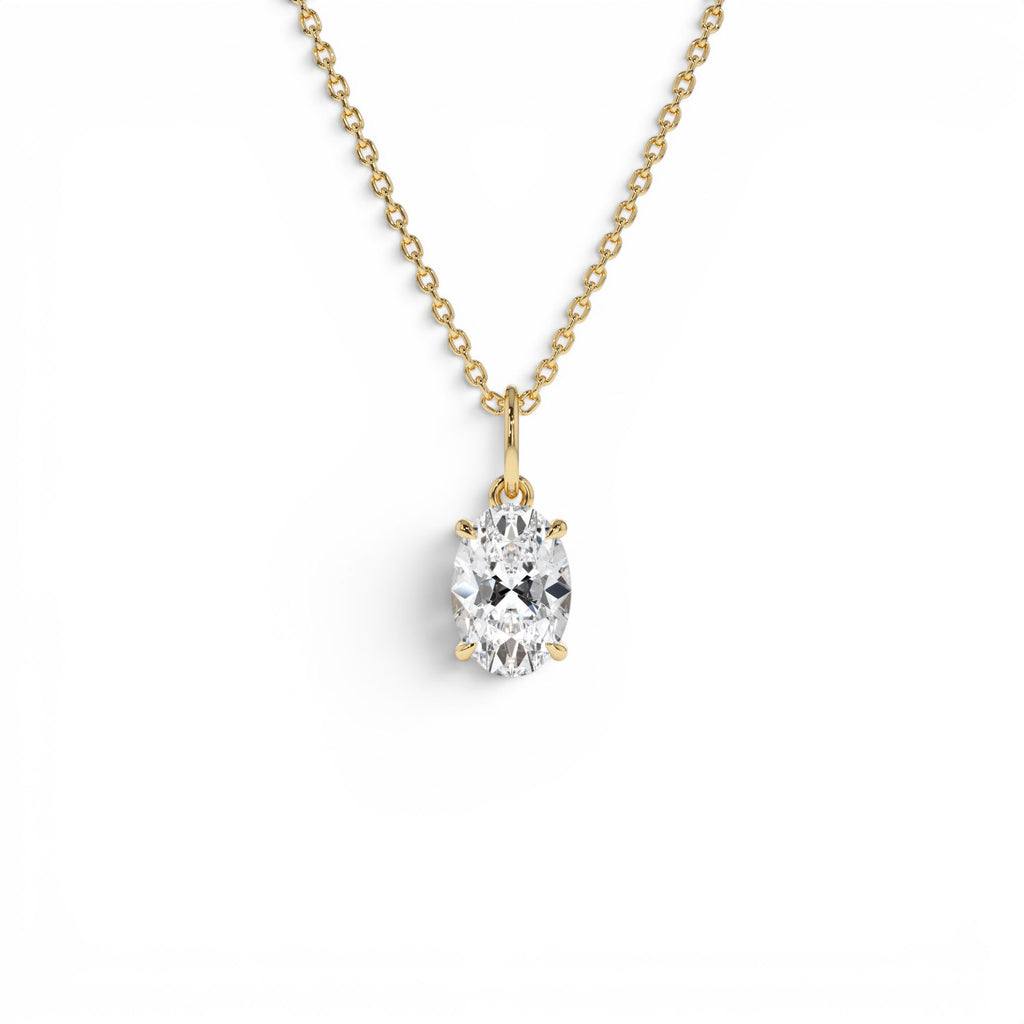 1.00 CTW Oval Shaped Lab-Grown Diamond Classic Charm Necklace in 14K Gold — view 1