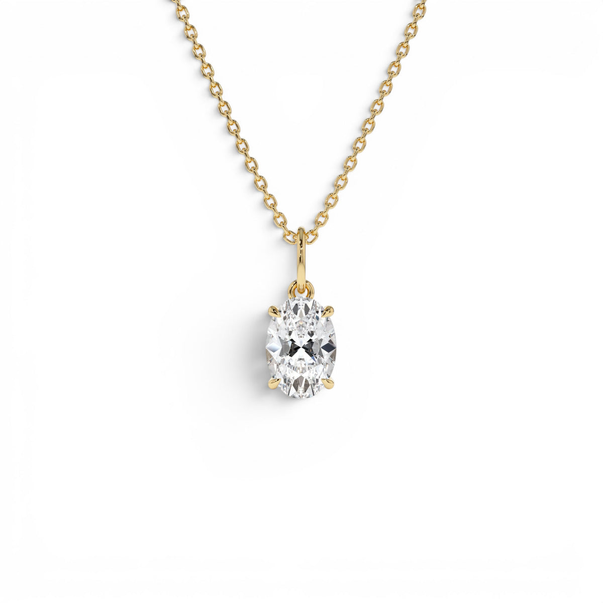 1.00 CTW Oval Shaped Lab-Grown Diamond Classic Charm Necklace in 14K Gold — view 1