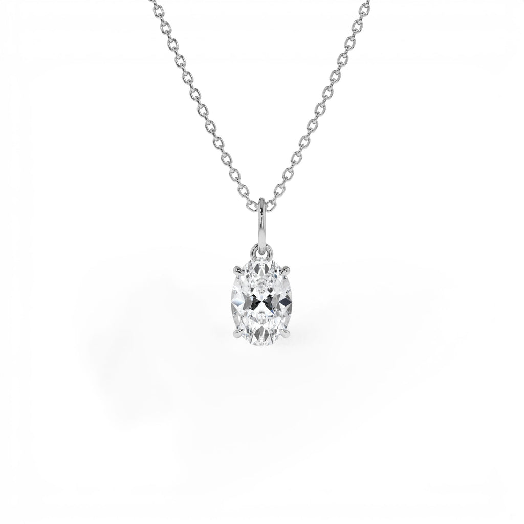 1.00 CTW Oval Shaped Lab-Grown Diamond Classic Charm Necklace in 14K Gold — view 2