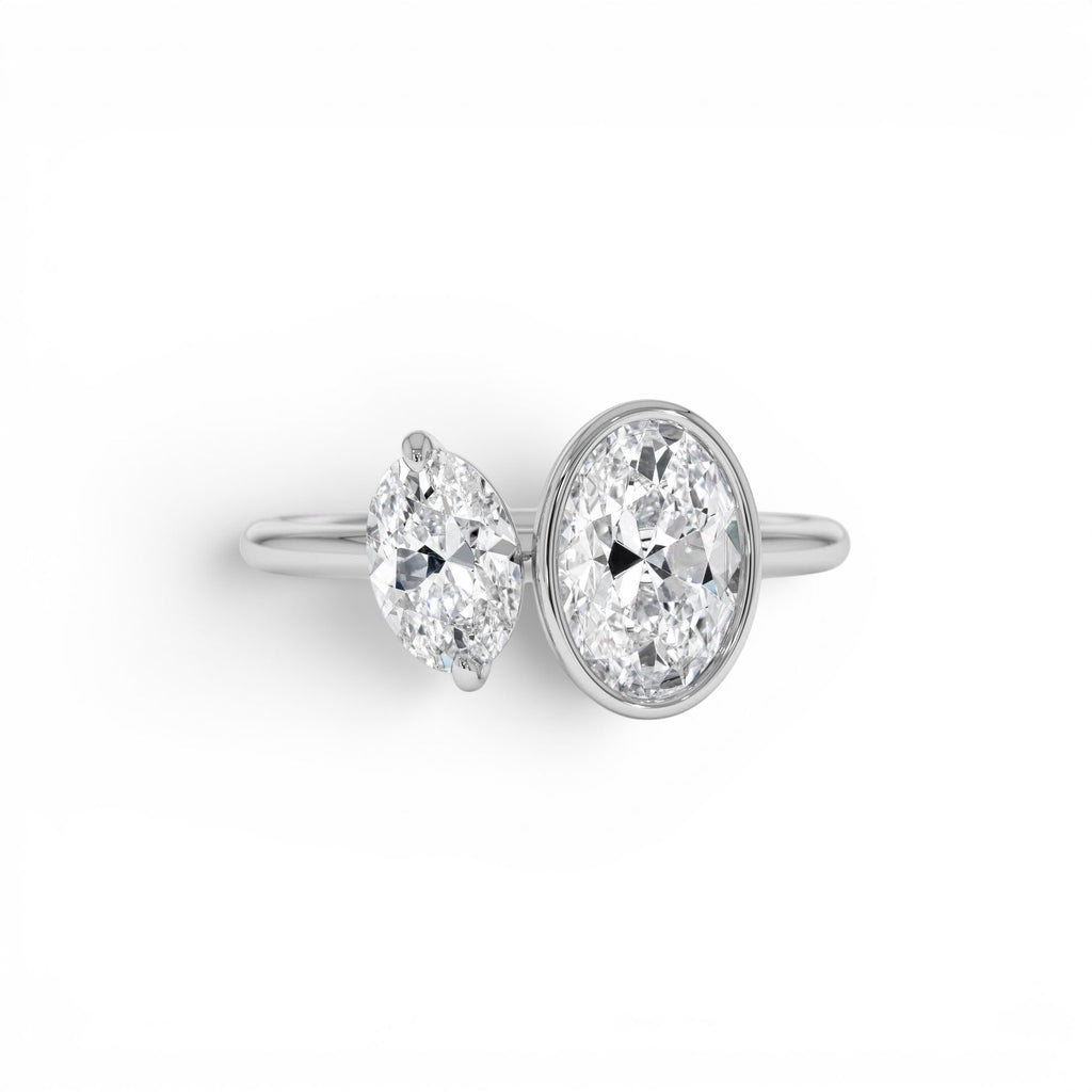 1.50ct Oval Shaped Lab-Grown Diamond Toi et Moi Ring in 14K Gold — view 4