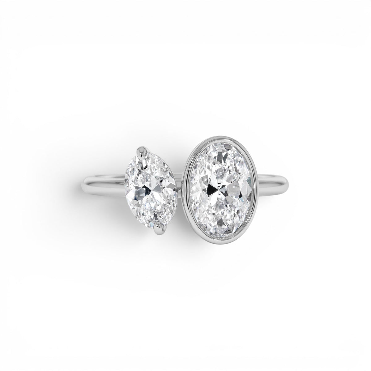 1.50ct Oval Shaped Lab-Grown Diamond Toi et Moi Ring in 14K Gold — view 4