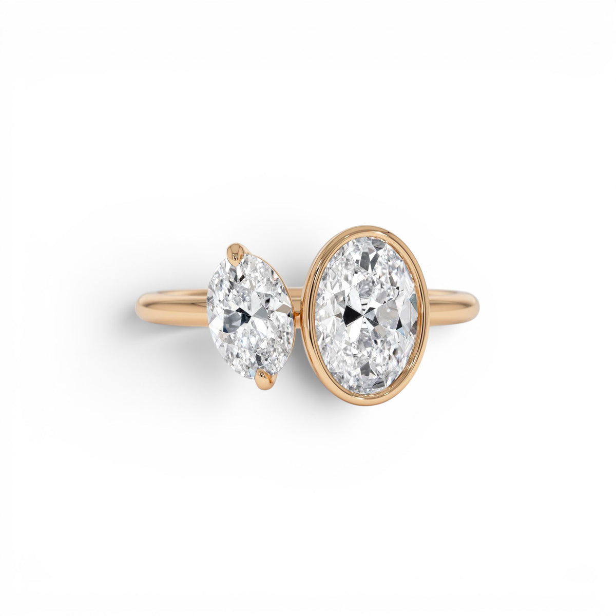 1.50ct Oval Shaped Lab-Grown Diamond Toi et Moi Ring in 14K Gold — view 5