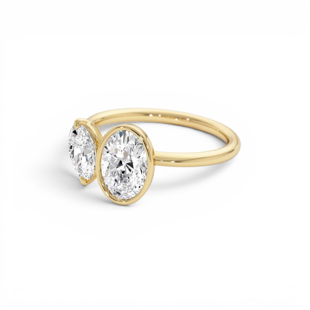 1.50ct Oval Shaped Lab-Grown Diamond Toi et Moi Ring in 14K Gold — view 2