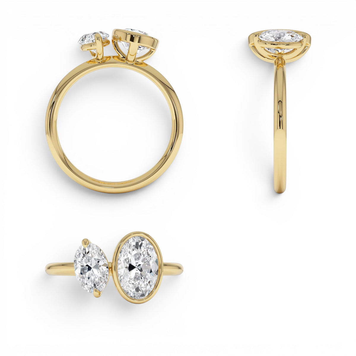 1.50ct Oval Shaped Lab-Grown Diamond Toi et Moi Ring in 14K Gold — view 3