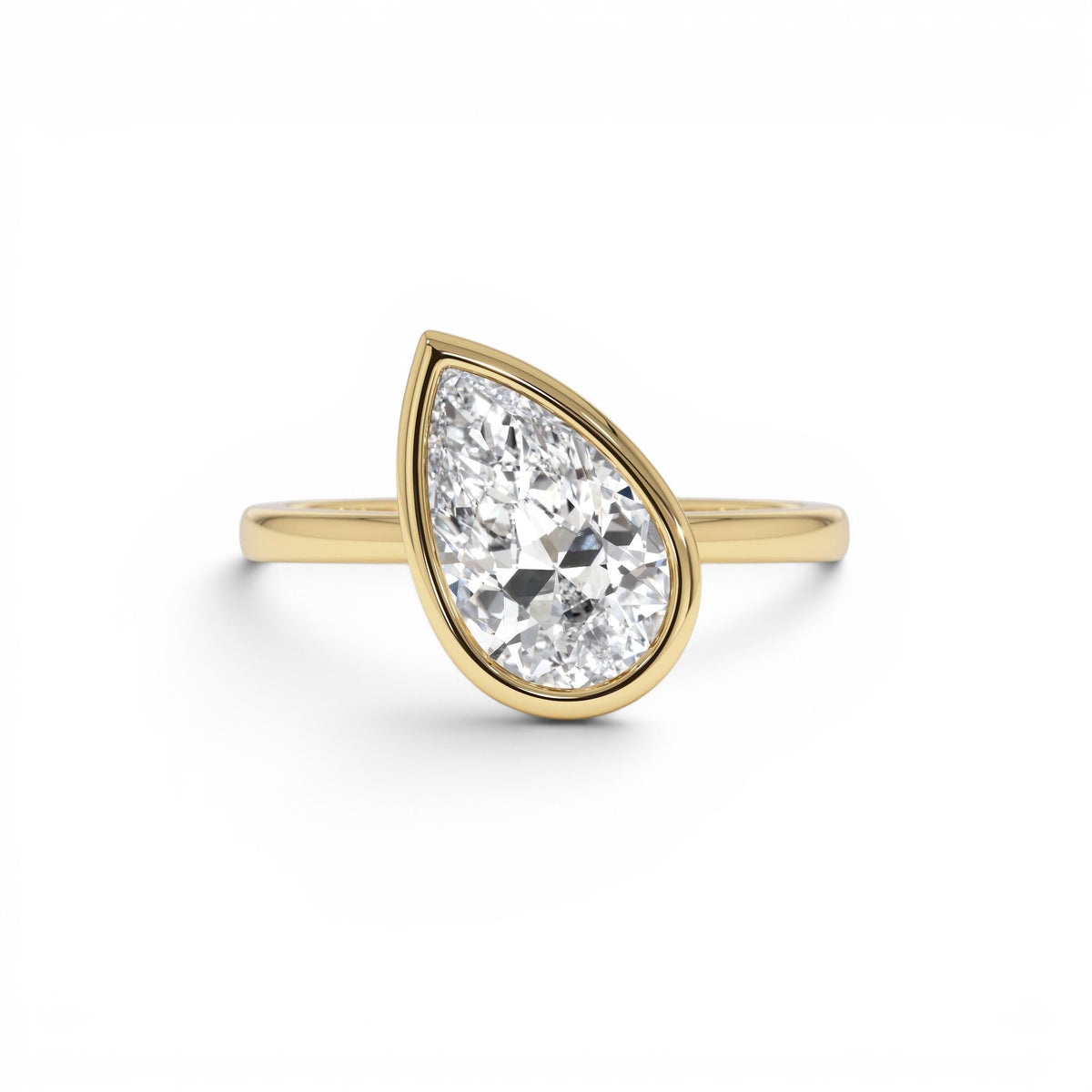1.50ctw Pear Shaped Lab-Grown Diamond Unique Engagement Ring in 14K Gold — view 1