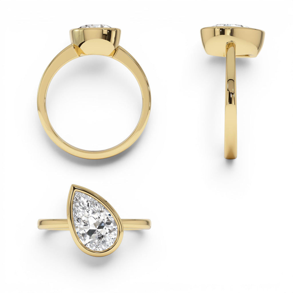 1.50ctw Pear Shaped Lab-Grown Diamond Unique Engagement Ring in 14K Gold — view 2