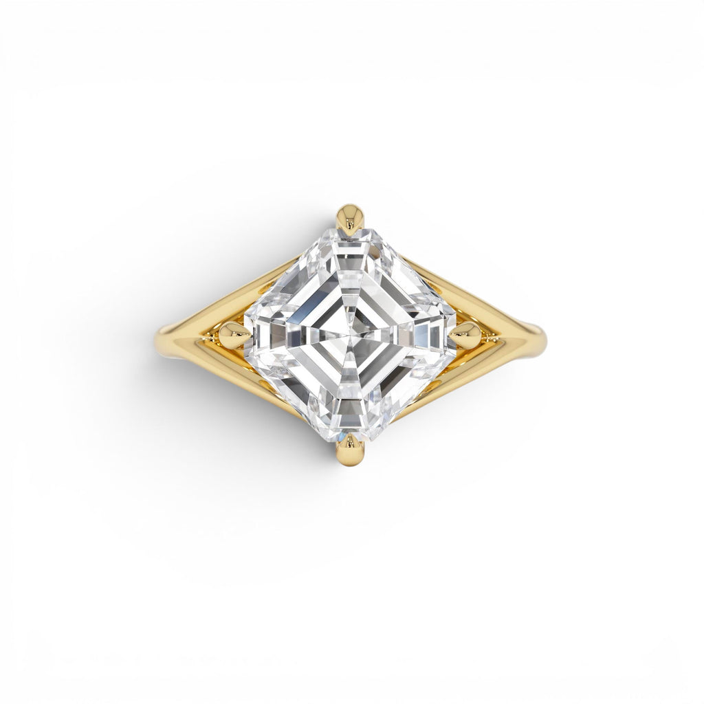 3.00ctw Asscher Cut Lab-Grown Diamond Engagement Ring in 14K Gold — view 1