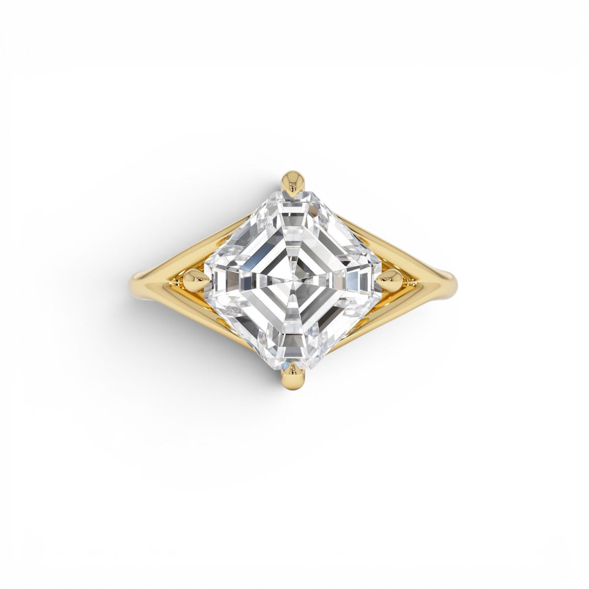 3.00ctw Asscher Cut Lab-Grown Diamond Engagement Ring in 14K Gold — view 1