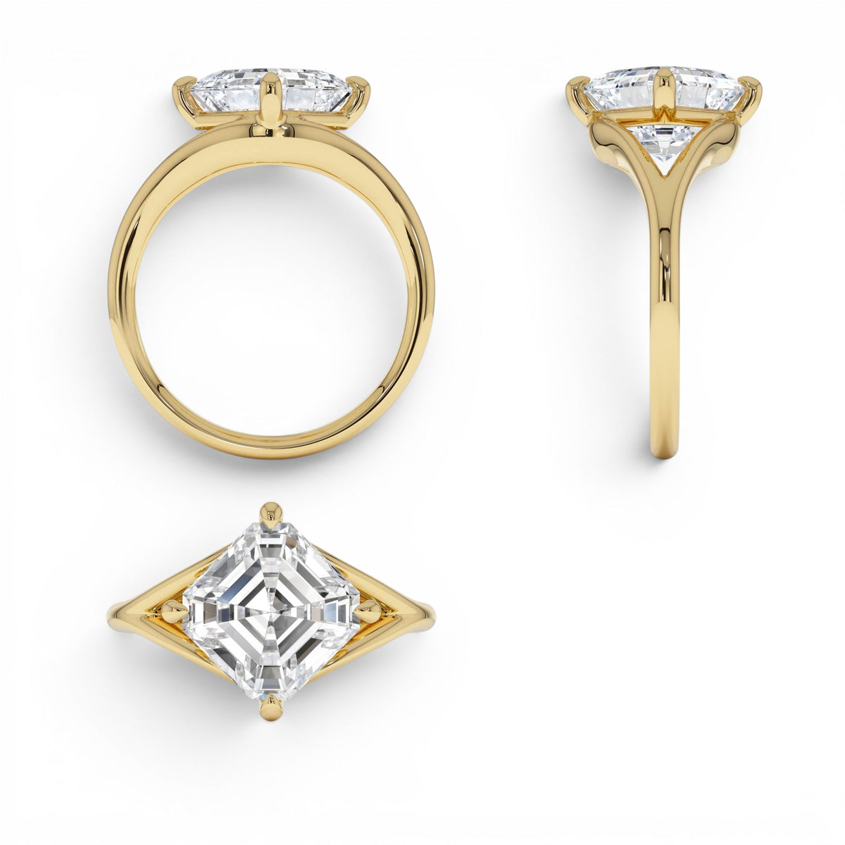 3.00ctw Asscher Cut Lab-Grown Diamond Engagement Ring in 14K Gold — view 3