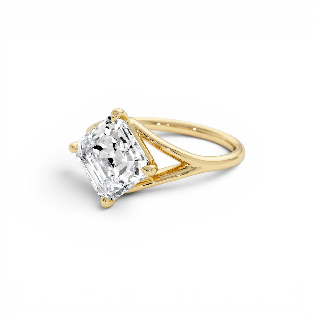 3.00ctw Asscher Cut Lab-Grown Diamond Engagement Ring in 14K Gold — view 2