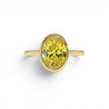 2.00 CTW Fancy Yellow Oval Lab-Grown Diamond Engagement Ring in 14K Gold — view 1