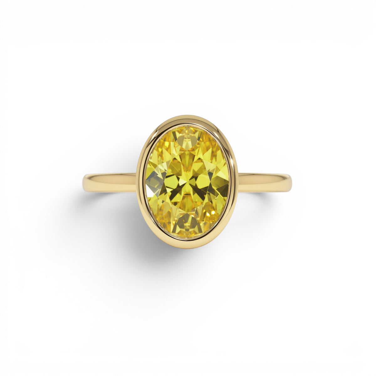2.00 CTW Fancy Yellow Oval Lab-Grown Diamond Engagement Ring in 14K Gold — view 1