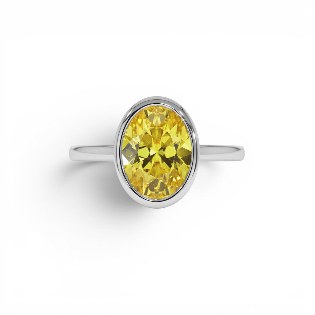 2.00 CTW Fancy Yellow Oval Lab-Grown Diamond Engagement Ring in 14K Gold — view 4