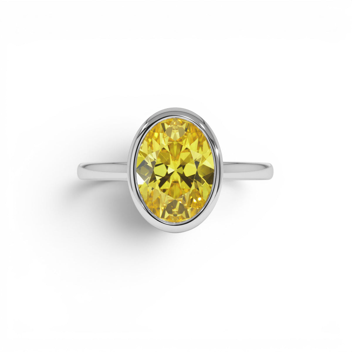 2.00 CTW Fancy Yellow Oval Lab-Grown Diamond Engagement Ring in 14K Gold — view 4