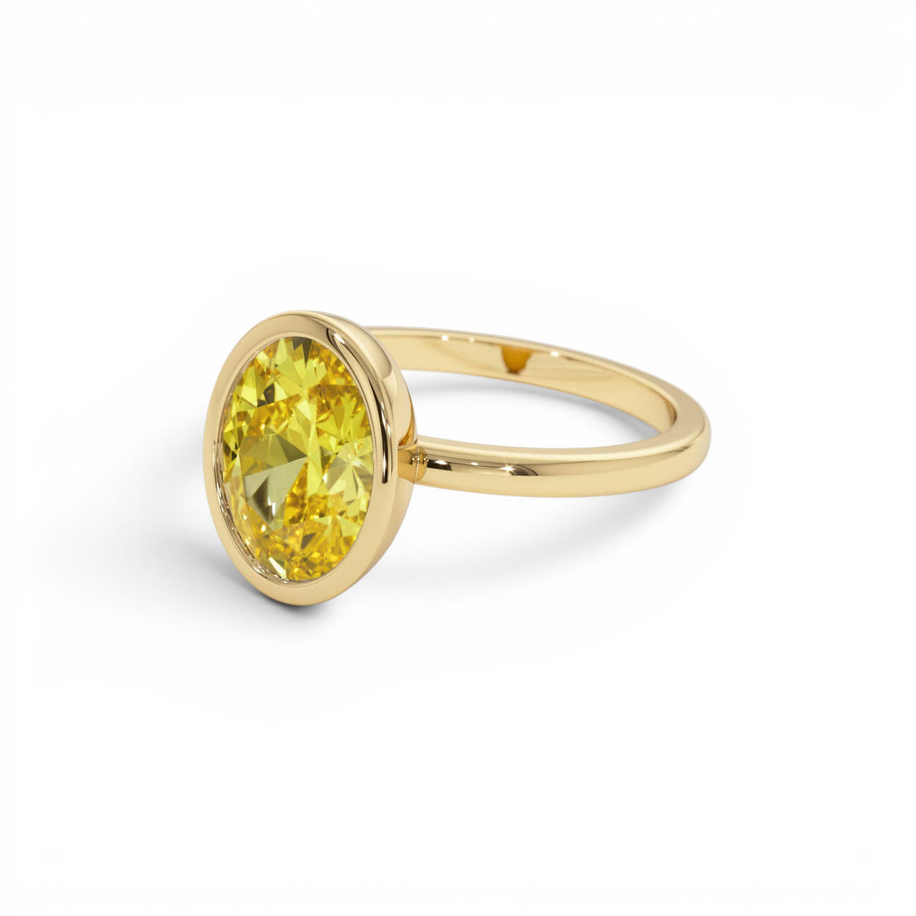 2.00 CTW Fancy Yellow Oval Lab-Grown Diamond Engagement Ring in 14K Gold — view 2