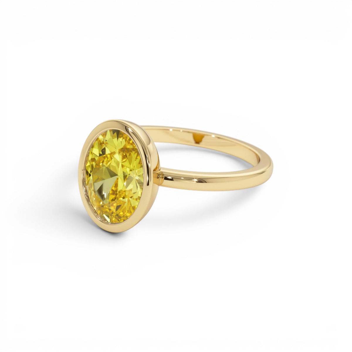 2.00 CTW Fancy Yellow Oval Lab-Grown Diamond Engagement Ring in 14K Gold — view 2